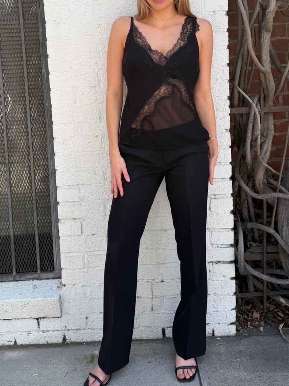 Vtg Black New York & Company low rise straight leg slack pants Size 2 #office